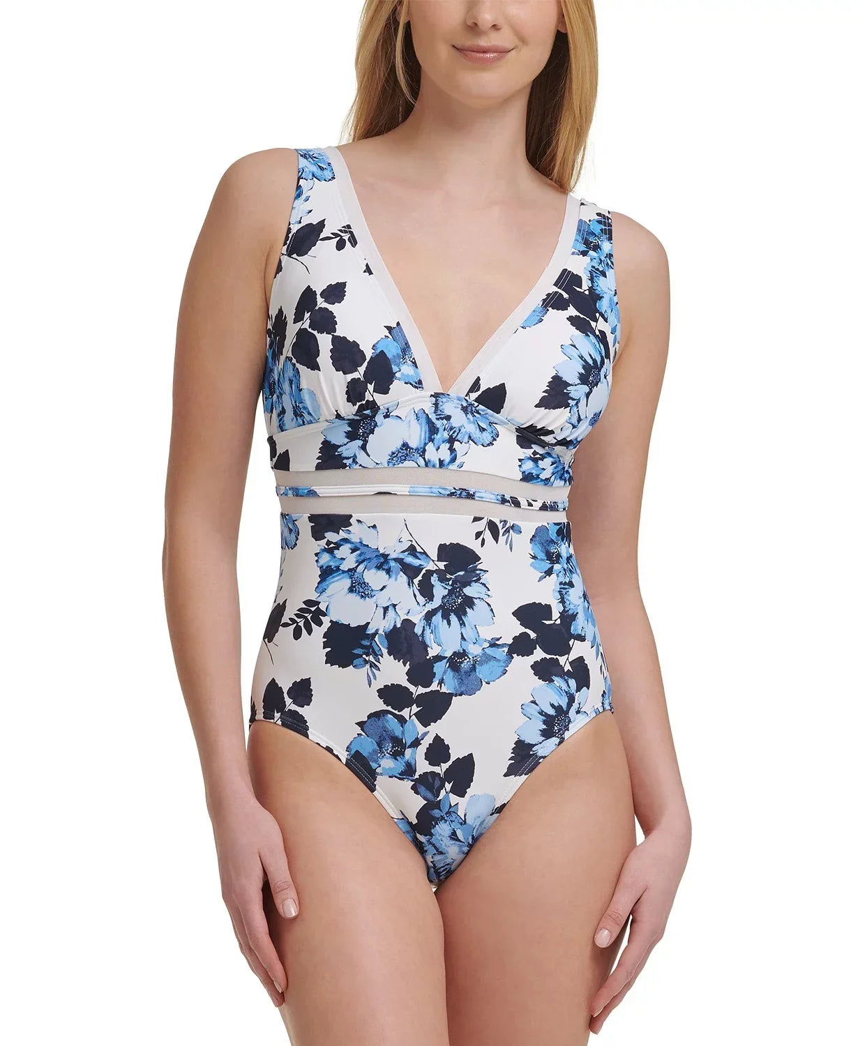 Tommy Hilfiger   Mesh-Inset Floral-Print One-Piece Swimsuit,  12