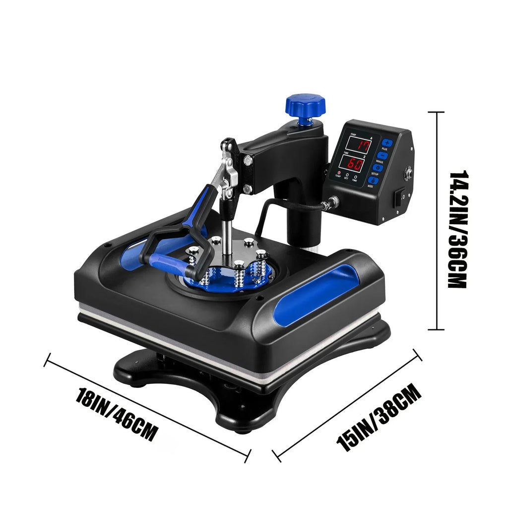 Blue Heat Press Machine 975W, 15 x 15 Inches Sublimation Transfer Printer, Digital Precise  Control Printing, 360 Swing Away Vinyl Transfer Printer for -Shirts, Canvas Bag, Pillow, Banner