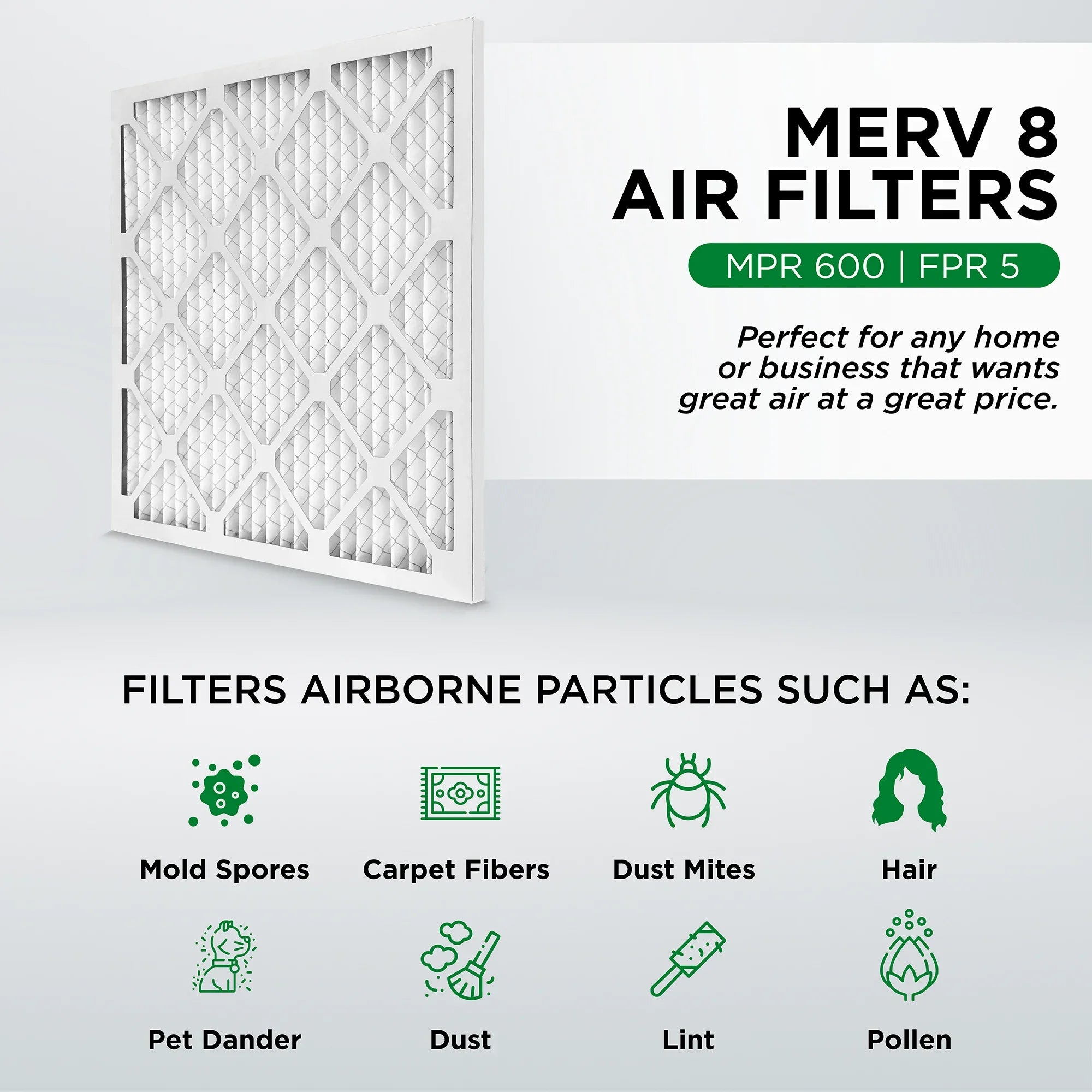 Pamlico Air 10x24x1  8 Pleated  Furnace Air Filters. Quantity 6. (Actual Size: 9.75 x 23.75 x 0.75 Inches)