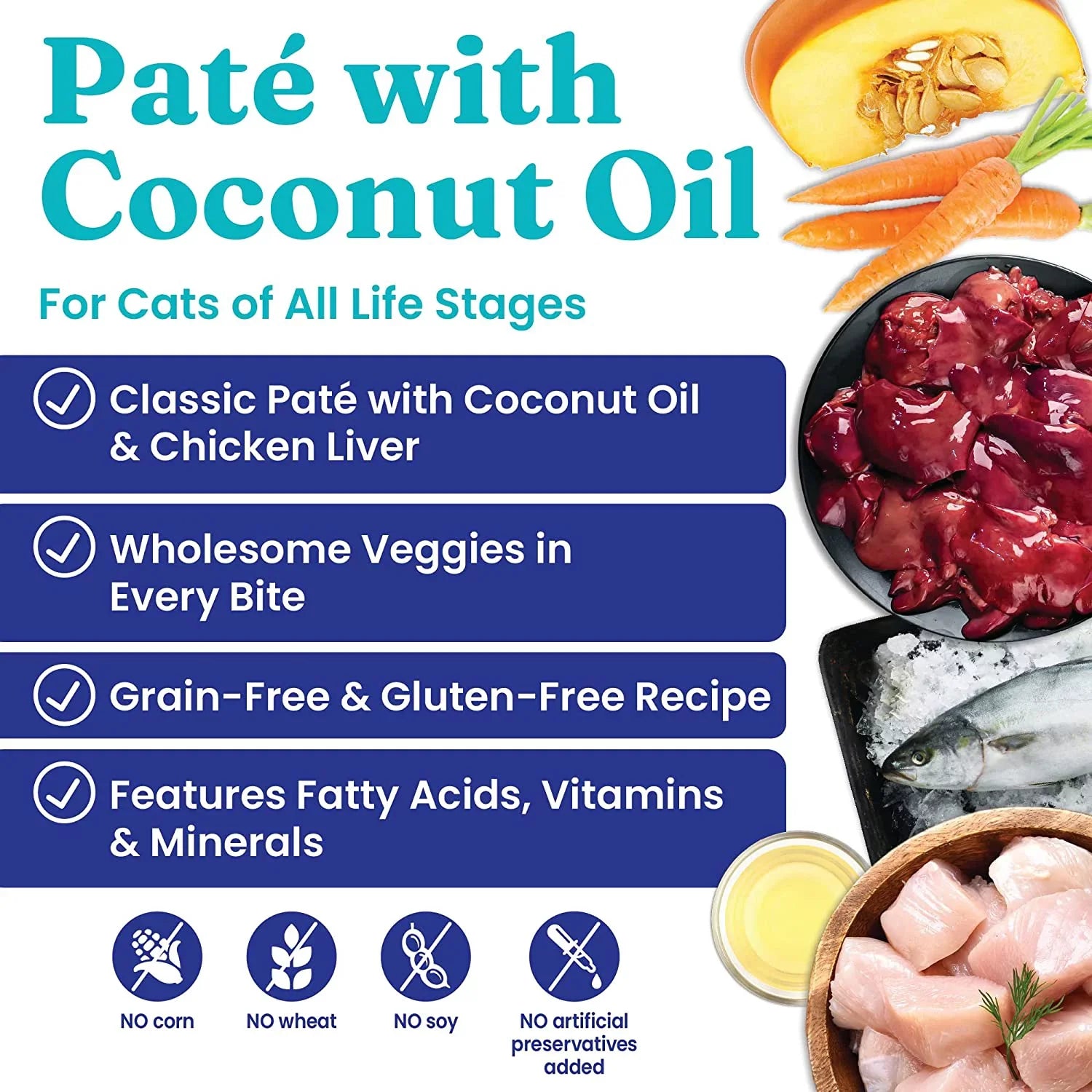 Solid Gold Wet Cat Food Pate for Adult & Senior Cats - Real Chicken Liver & Coconut Oil - Tropical Blendz Grain Free Wet Cat Food for Healthy Digestion, Skin, Coat & Sensitive Stomach - 16ct/6oz Can