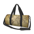 Coaee Vintage World Map Large Capacity Travel Luggage Bag Cylinder Gym Bag Waterproof Sports Bag with Pocket and Compartment