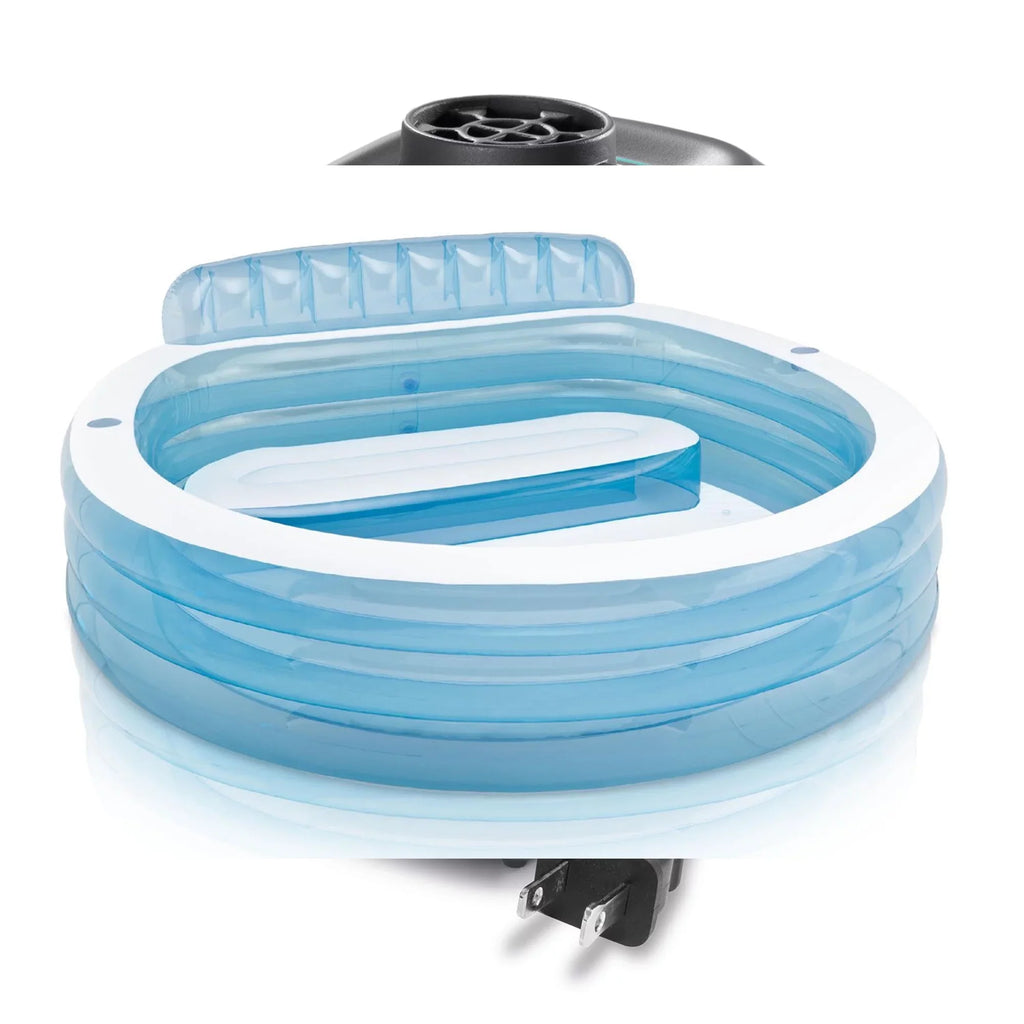 Intex 7.08'x 30" Family Lounge Pool w/ Built In Bench & 120V Electric Air Pump