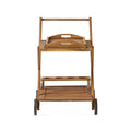 Huppert Acacia Wood Indoor Bar Cart, Natural Stained