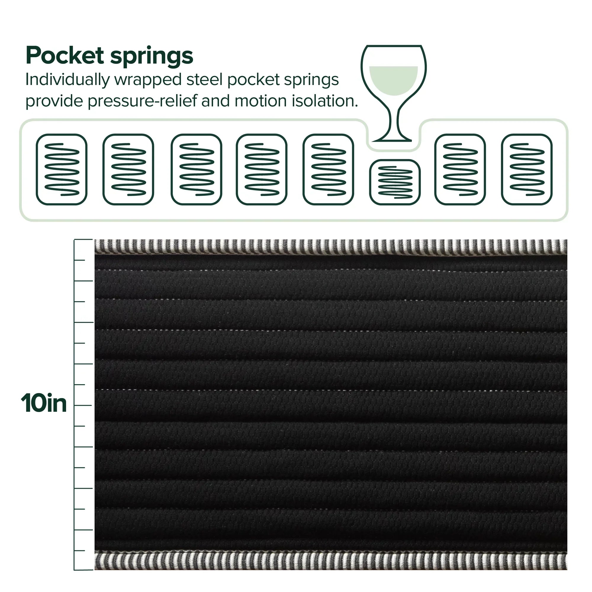 Spa Sensations by Zinus 10" Classic Pocket Spring Hybrid Mattress, Full