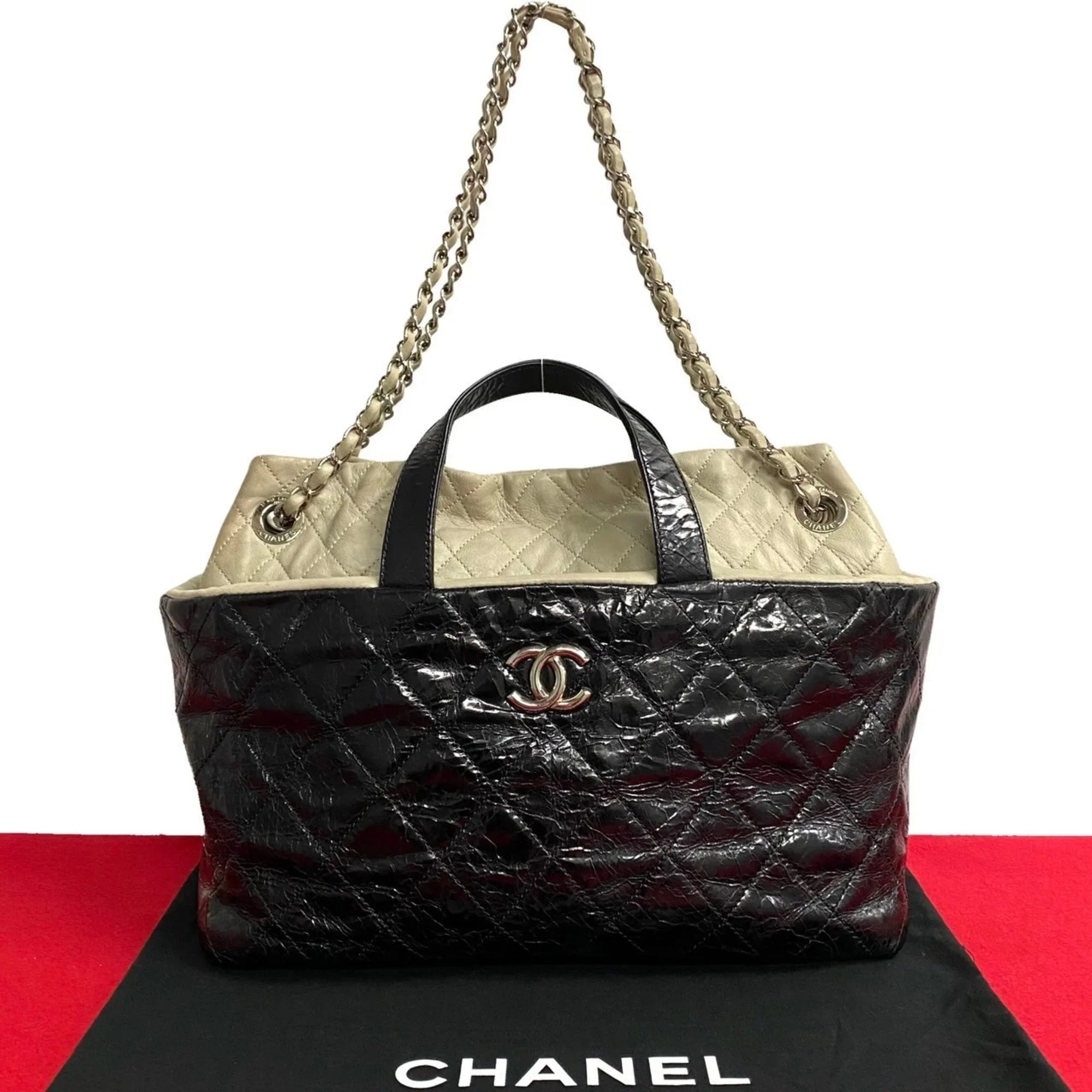 Pre-Owned  Chanel Matelasse Patent Leather 2way Handbag Chain Shoulder Bag Black 20309 (Good)