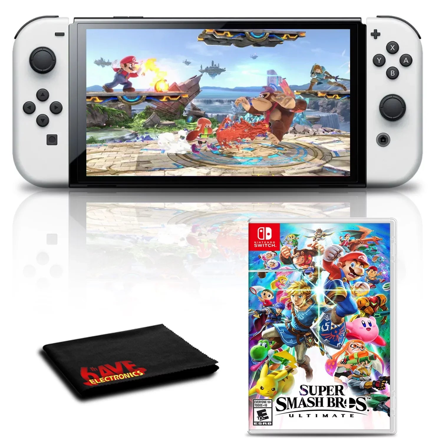 Nintendo Switch  White with Super Smash Bros Ultimate Game