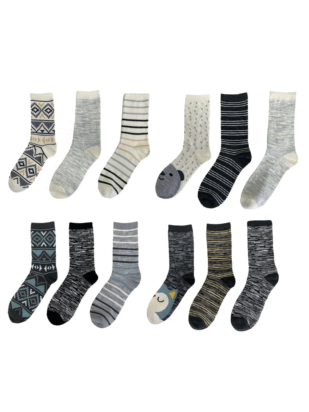 Fuzzy Babba Luxe, Women's Fashion Wooly Warmer Crew Socks, Warm Cozy Boot Socks, 12-Pack, Size 4-10