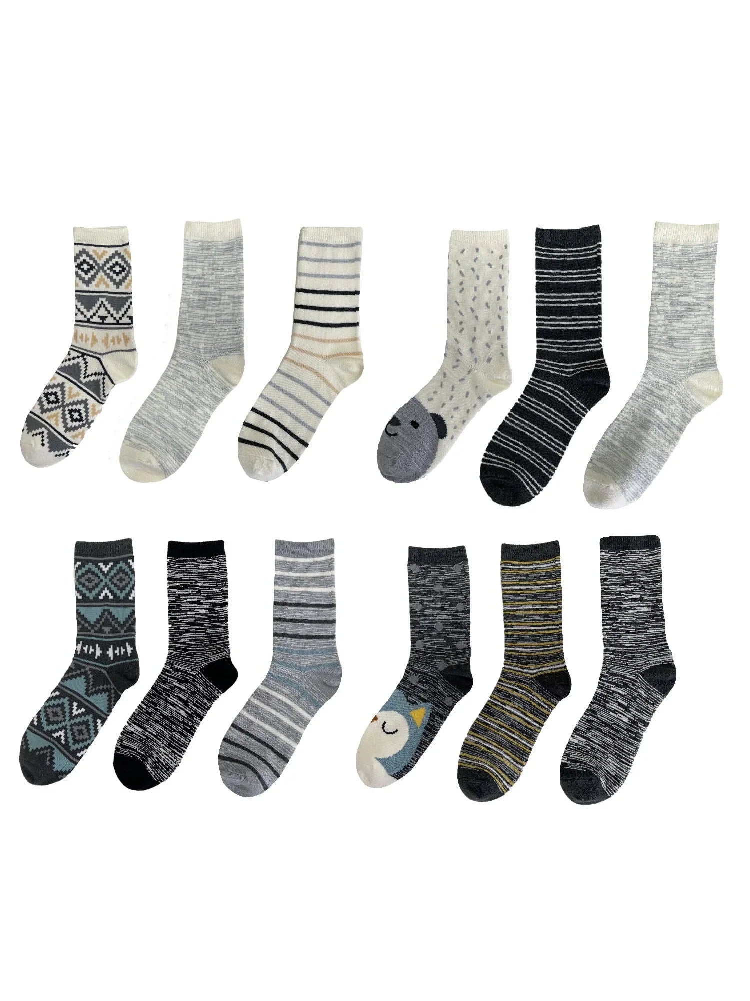 Fuzzy Babba Luxe, Women's Fashion Wooly Warmer Crew Socks, Warm Cozy Boot Socks, 12-Pack, Size 4-10