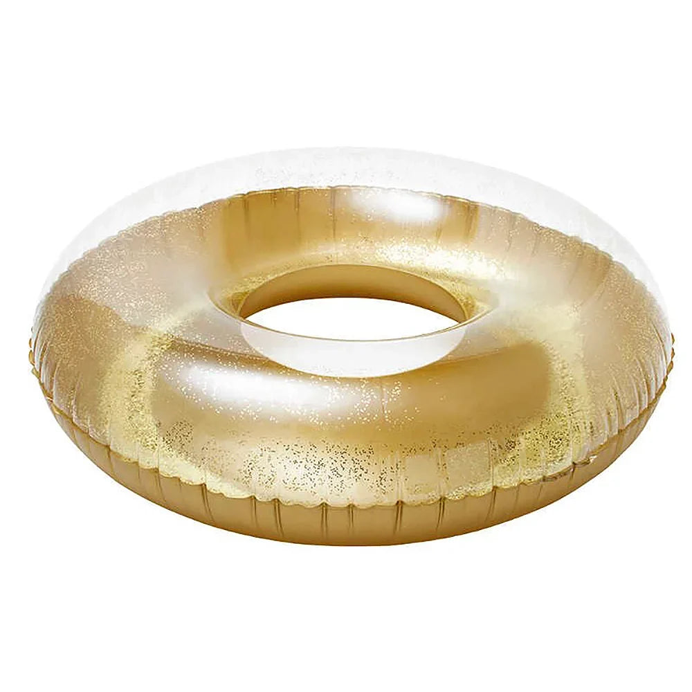 Transparent Inflatable Tube Swim Tube Glitter Swim Ring Durable Round Summer Inflatable Pool Float Swim Inner Tube for Swimming Pool Party Decorations