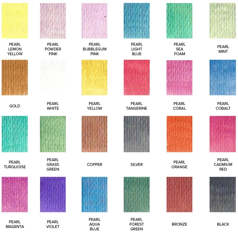 GenCrafts Premium Metallic Watercolor Palette, Set of 24 Colors