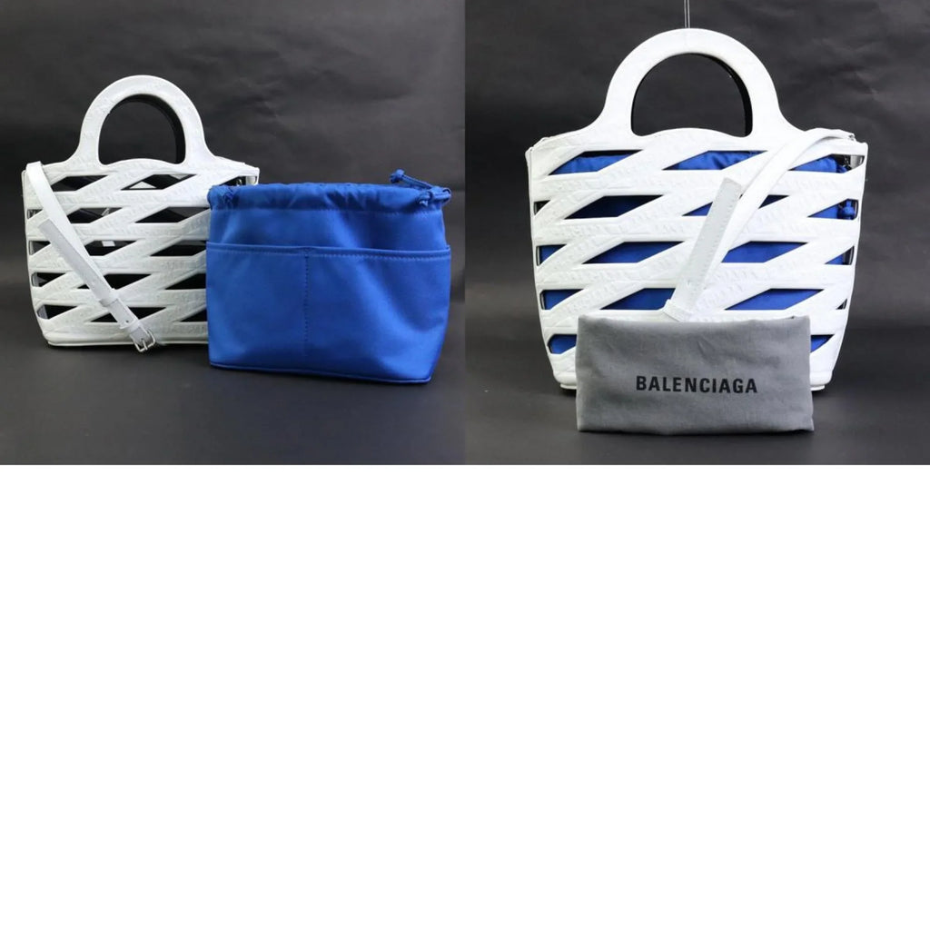 Pre-Owned Balenciaga  handbag diagonal shoulder bag patent leather white ladies 630708 (Good)