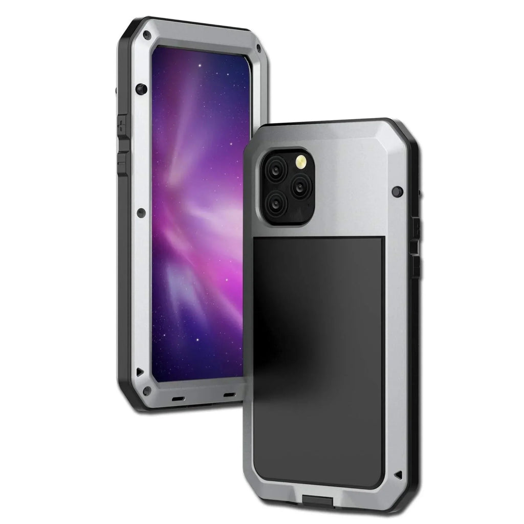 Gorilla Glass Aluminum Metal iPhone 14 Pro Case (Silver) Heavy Duty Military Grade Shockproof and Scratch Resistant Protection, Rugged Outdoor Travel