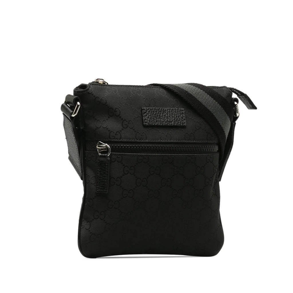 Pre-Owned Authenticated Gucci  Web Crossbody Nylon Fabric Black Crossbody Bag Unisex (Good)