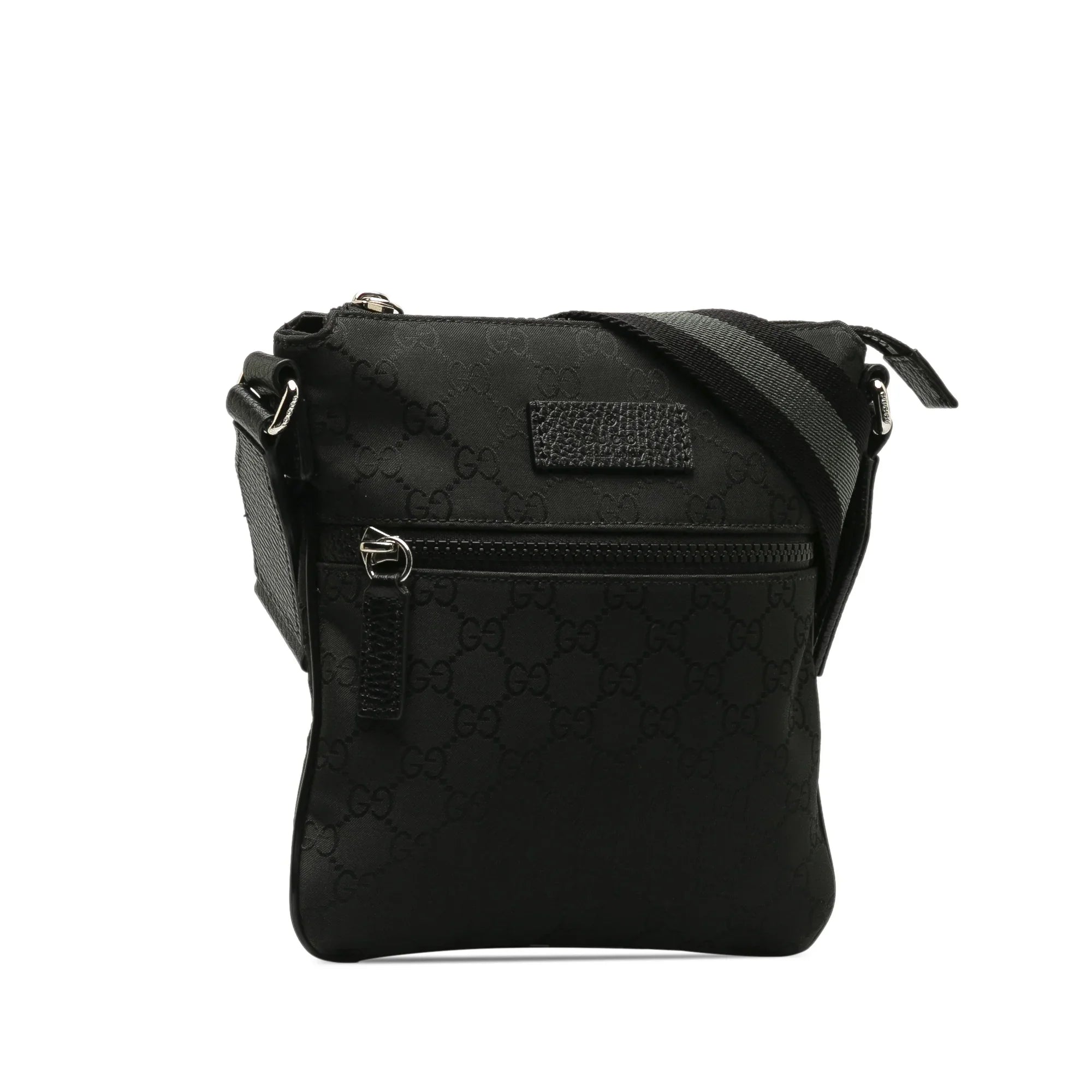 Pre-Owned Authenticated Gucci  Web Crossbody Nylon Fabric Black Crossbody Bag Unisex (Good)