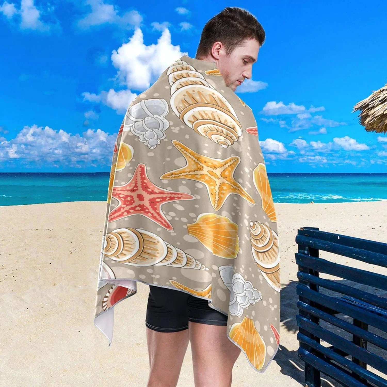Bestwell Seashells Beach Towel - Lightweight Compact Oversized Travel Towels - Super Absorbent Quick Dry Towel for Swimming Camping Holiday#2