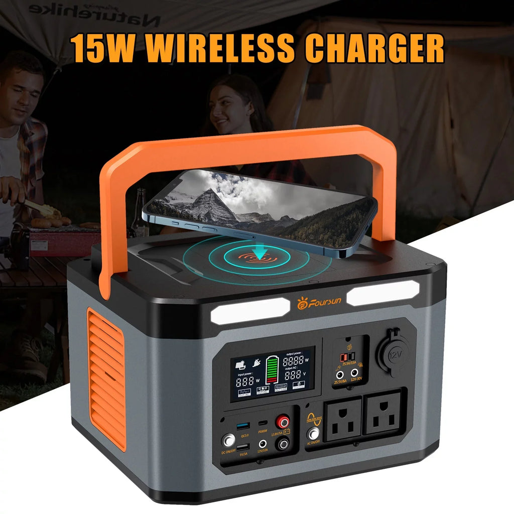 Foursun 1500W Portable Power Station by Anself, 1598.4Wh, Solar Generator for Home Backup, Emergency, Wireless charge