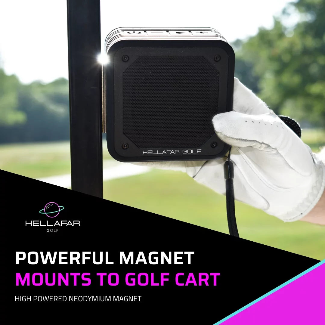 Hellafar Golf Speaker - Golf Cart Bluetooth Speaker, Magnetic Mounting System,  Waterproof, Black