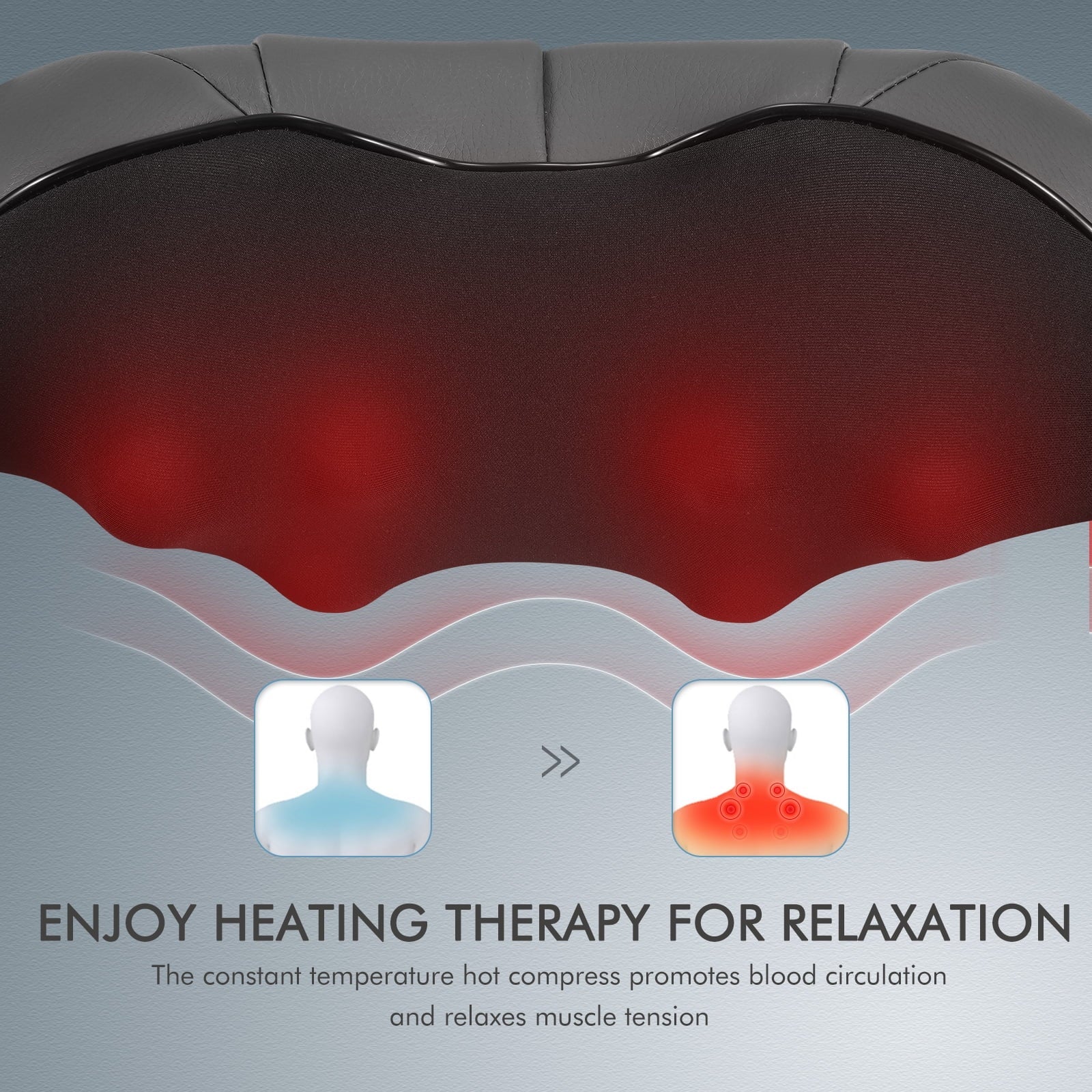 Neck and Shoulder Massager, Deep Kneading Massager with Heat for Full-body, Gray