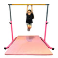 5 Star- Pink Gymnastic Kip Bar - Adjustable 3-5FT Junior Training Equipment, Heavy Duty Horizontal Bar with Curved Legs for Kids Home Gym, Strong and Durable