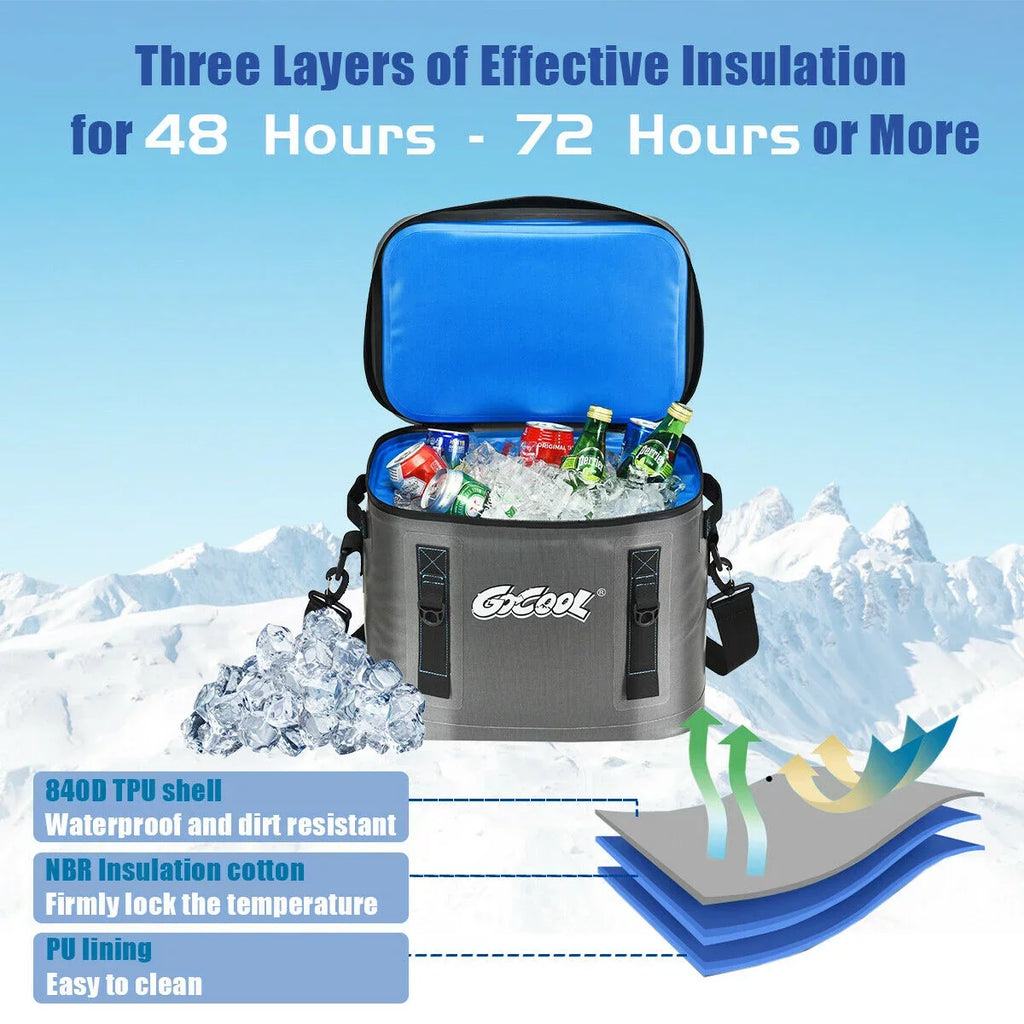 Gymax 30 Cans Soft Portable Cooler Bag Leak-Proof Insulated Water-Resistant For Picnic