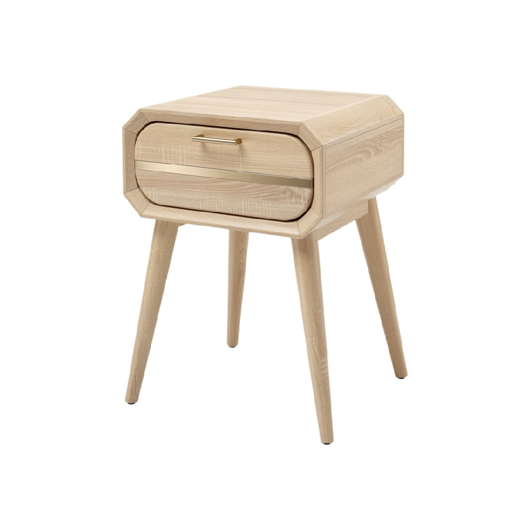 Modern Minimalist Wooden Nightstand with Drawer and Tapered Legs