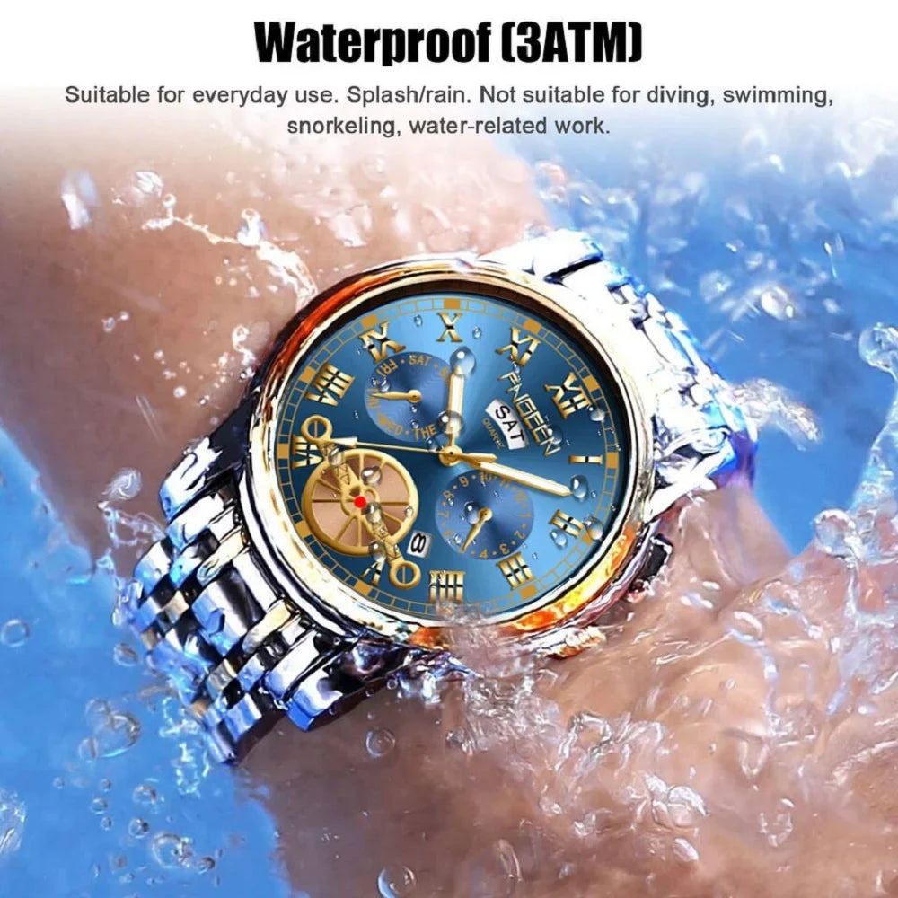 Waterproof Mens Quartz Watch Tourbillon Dial Business Classic Analog Wristwatch