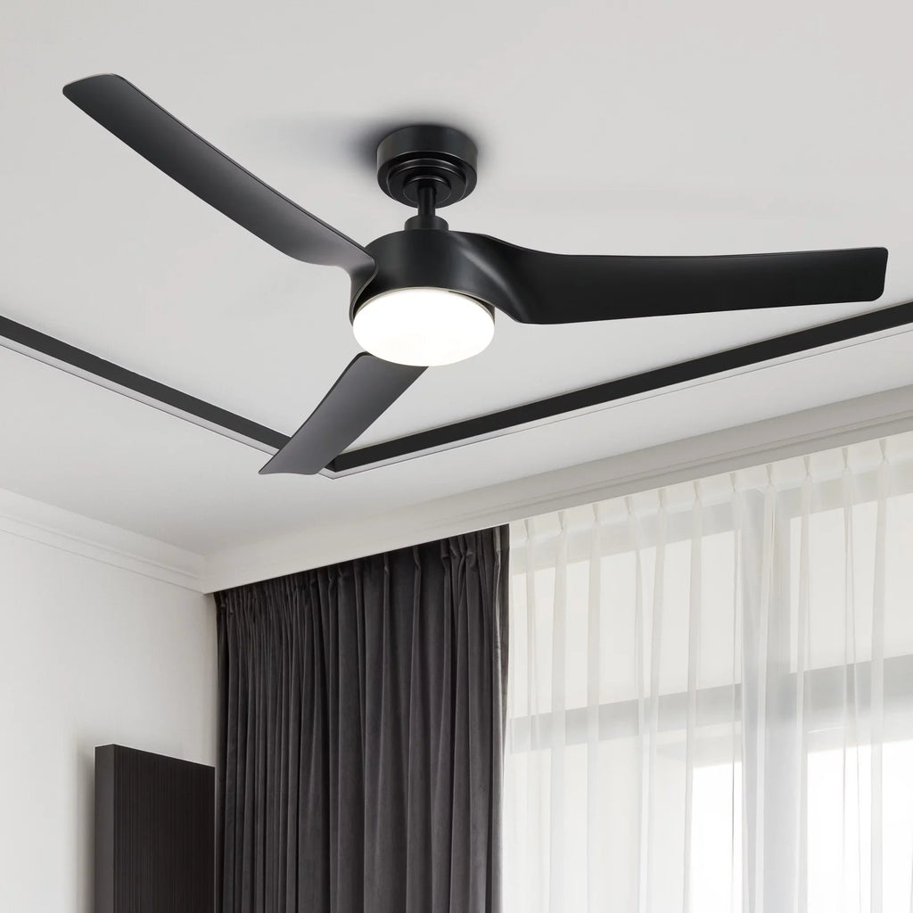 Bestco Modern 52" Smart Ceiling Fan with Dimmable Light Kit & Remote, Black