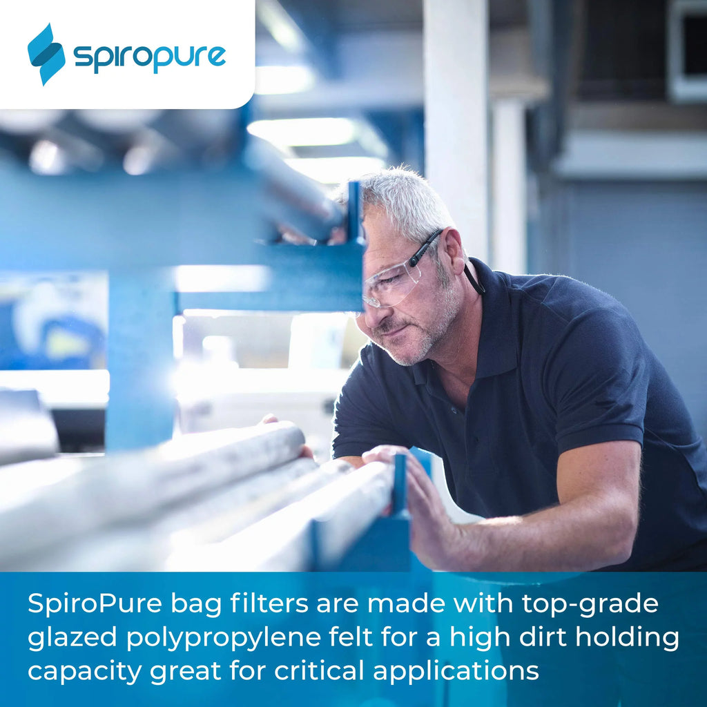 SpiroPure --410-50 50 Micron #3 (10”) Glazed Polypropylene Felt Liquid Bag Filter -410-50 155391-03 (Case of 40)