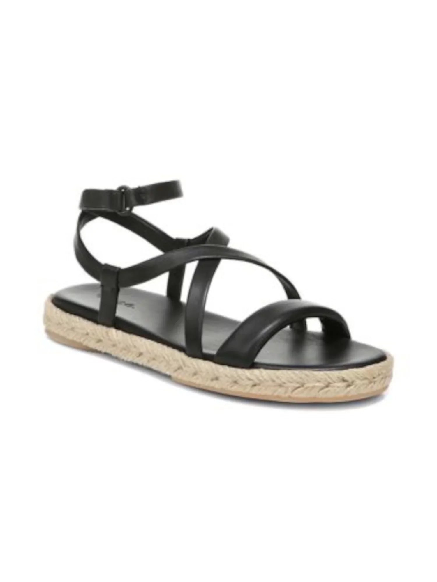 . Womens Black Strappy Ankle Strap Adjustable Smith Round Toe Espadrille Shoes 9