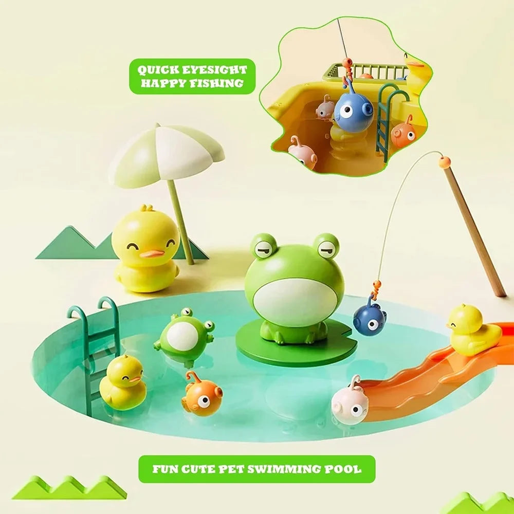 Fangsheng Play Sink with Running Water, Floating Pool Toys & Fishing Game, Kids Pretend Play-Dishwasher Kitchen Play Sink Toy for Boys Girls Toddlers 3-6