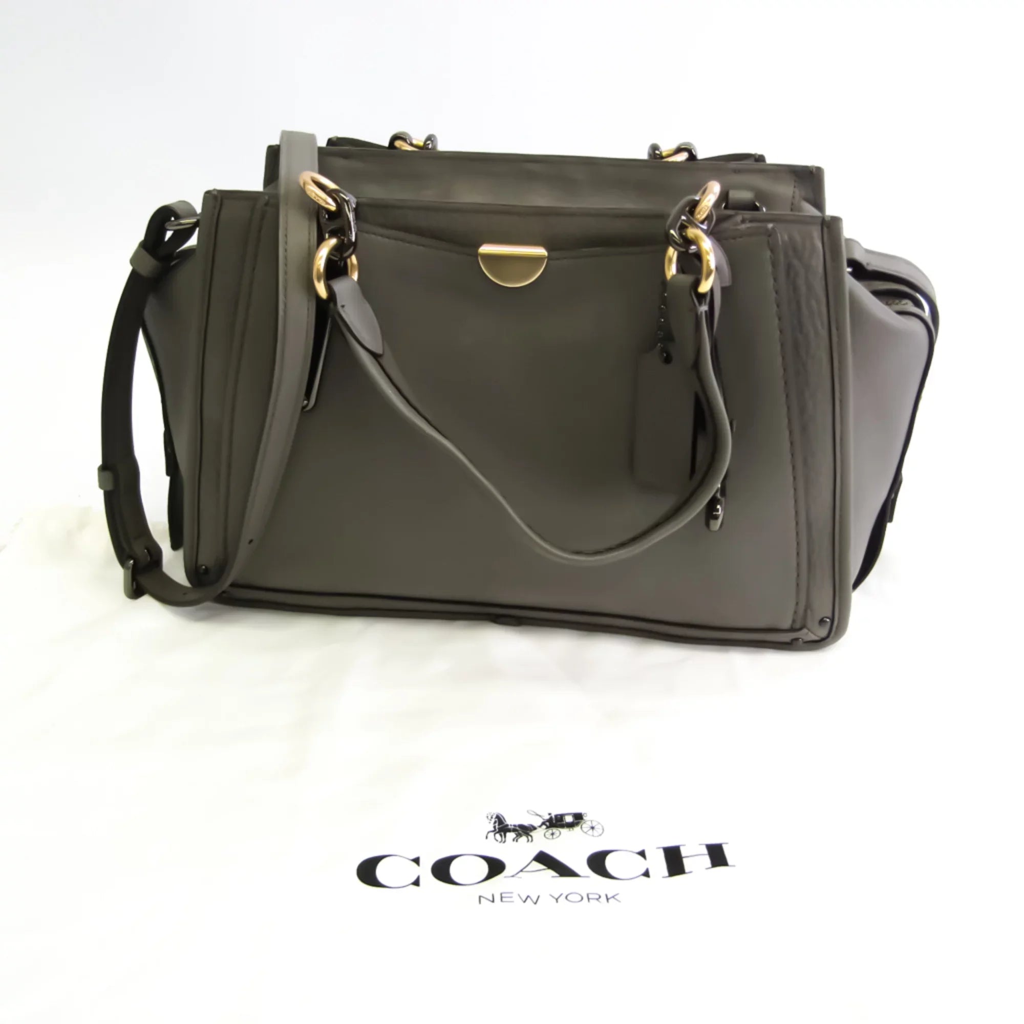 Pre-Owned Coach Womens Leather Handbag Shoulder Bag Gray (Good)