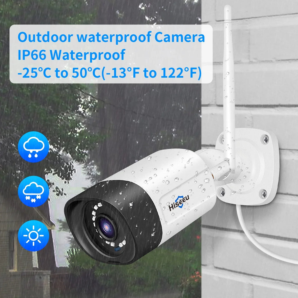 Hiseeu 3MP Wireless WiFi Security Camera System with 3TB Hard Drive, 8Pcs Security Cameras Wireless WiFi with 2-Way Audio, Waterproof,64ft  Night Vision,Motion Detect Home Security System