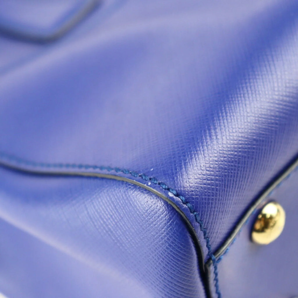 Pre-Owned Salvatore Ferragamo Gancini handbag 21E428 leather blue 2WAY gold hardware (Good)