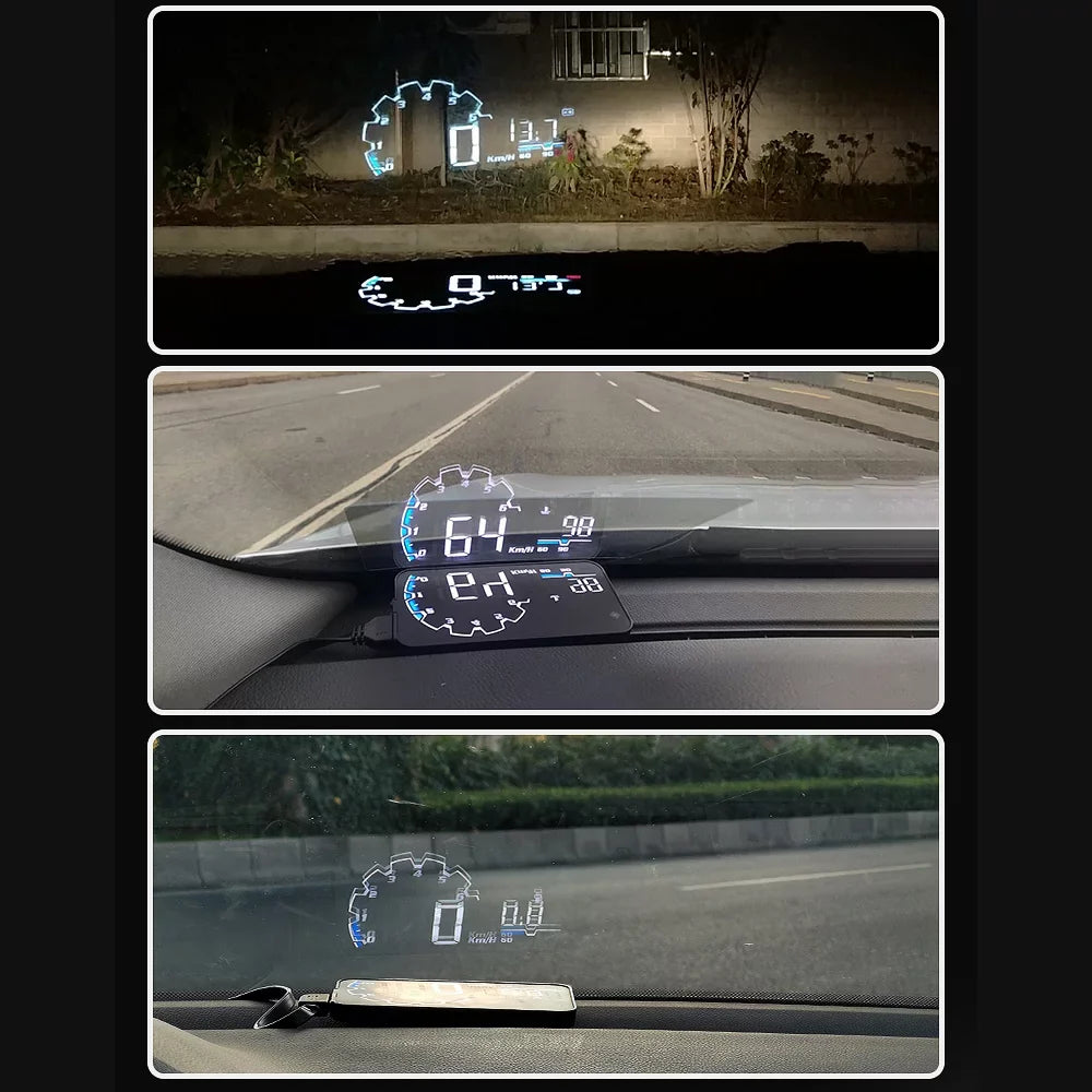 Apexeon Car Head Up Projector, Digital Speedometer Display with Voltage and Oil Consumption , Water Temperature Gauge, Total Driving Time ， Optimize Your Driving Performance