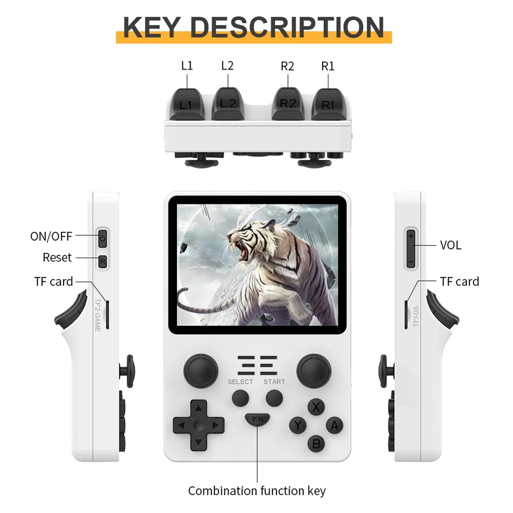 Game console,3.5 Inches  Console Portable Handheld Console 20 000 Screen Open Source  Screen Open (White)   Handheld 20000 Pre-Installed Save Console 20000 Pre-Installed