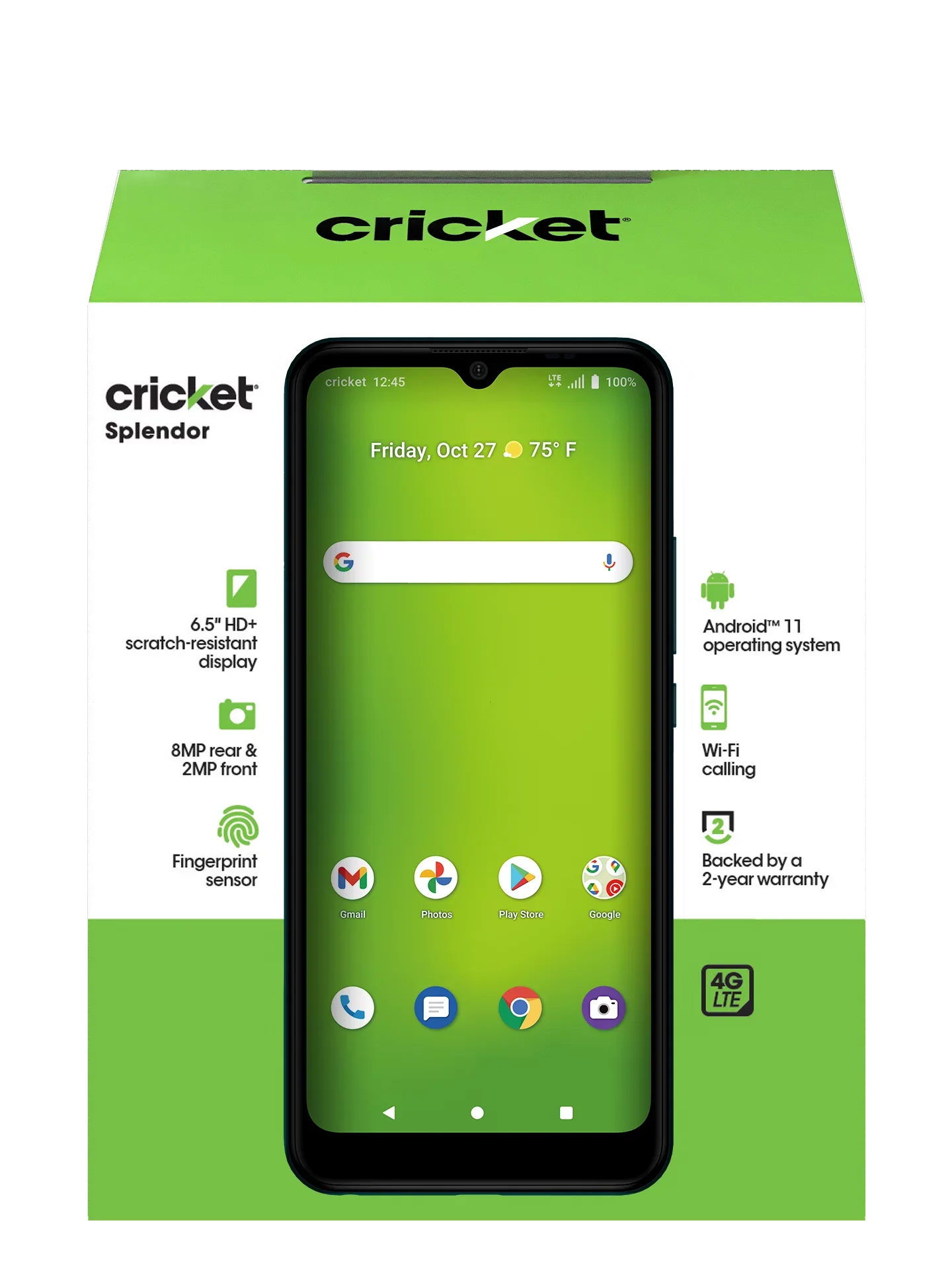 Cricket Wireless Splendor, 32GB, Rainforest Green - Prepaid Smartphone