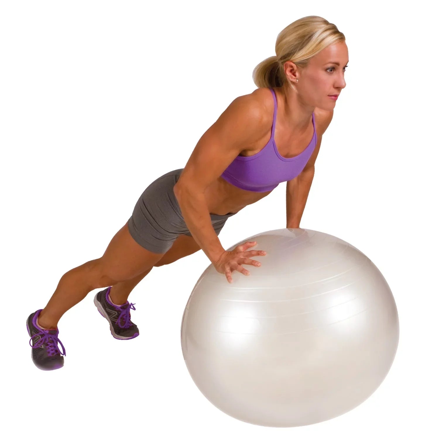 GoFit -65 Ball Exercise Ball with Pump (65 cm; White) and Omron -514C Full-Body Composition Monitor Black Bathroom Scale