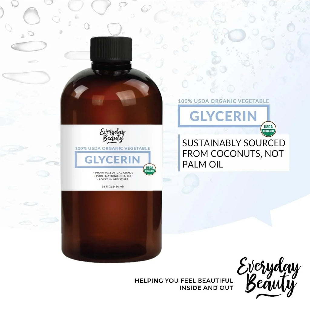 100% Organic Glycerin –  Certified - Perfect for  Beauty Products, Crafts, and Formulations – Derived From Coconut – Skin and Hair Moisturizer for Deep Hydration – 16 Fl Oz