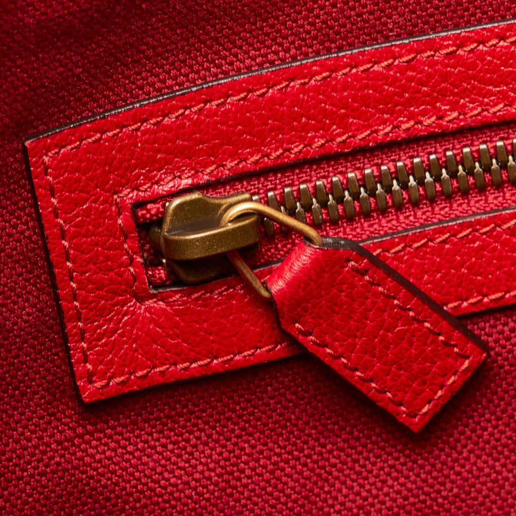 Pre-Owned Authenticated Gucci Sylvie Baiadera Tote Canvas Fabric Red Tote Bag Women (Good)