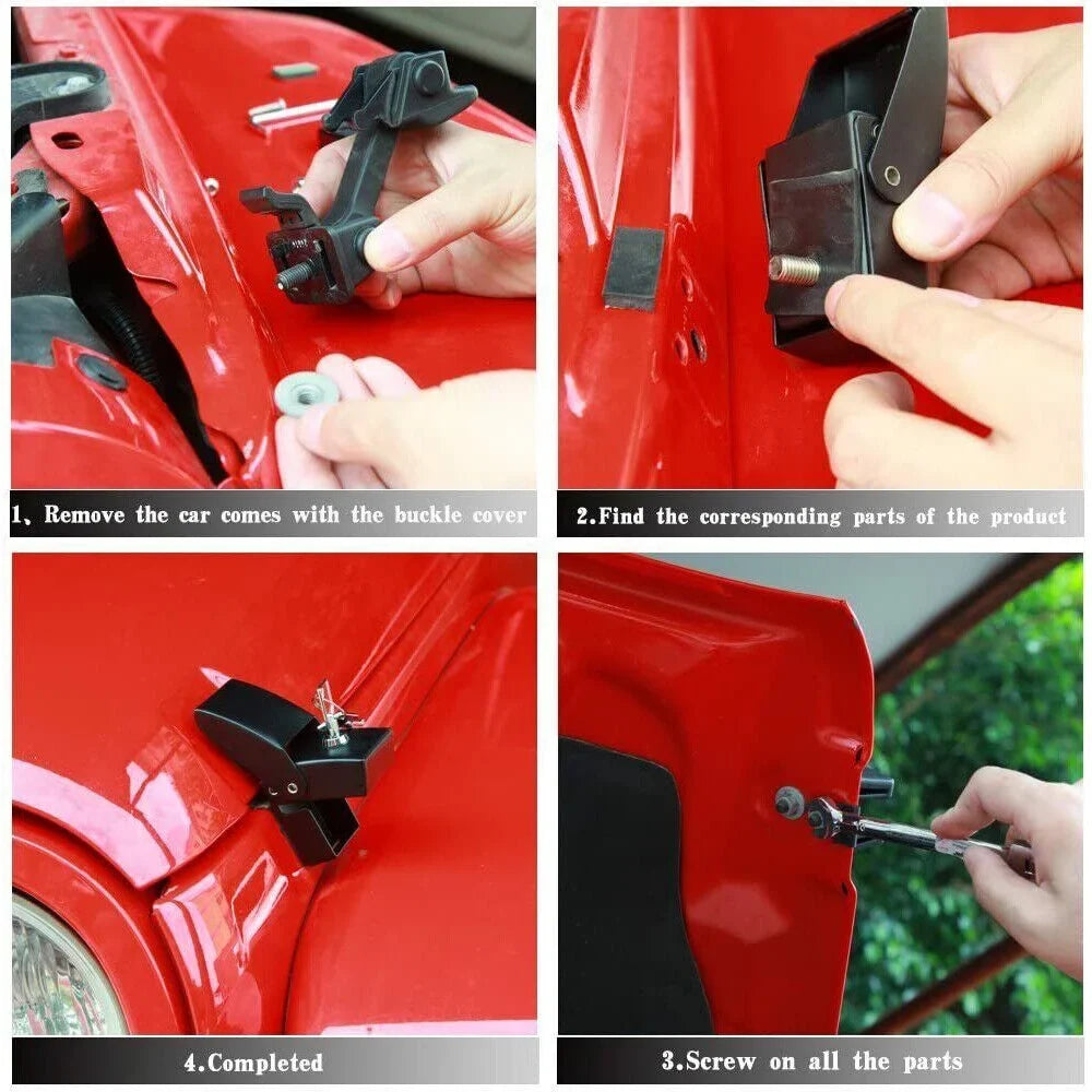 Jahy2Tech Locking Hood Latch Pins Kit for Jeep Wrangler   - Strong & Stylish - Easy Installation - High-Quality Materials