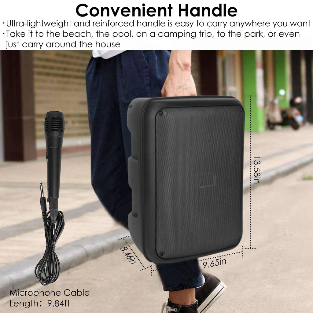 iMountek Wireless Party Speaker 8in Portable Bluetooth Speaker with  Function  Radio   Card Reading Aux In Recording Function Mic