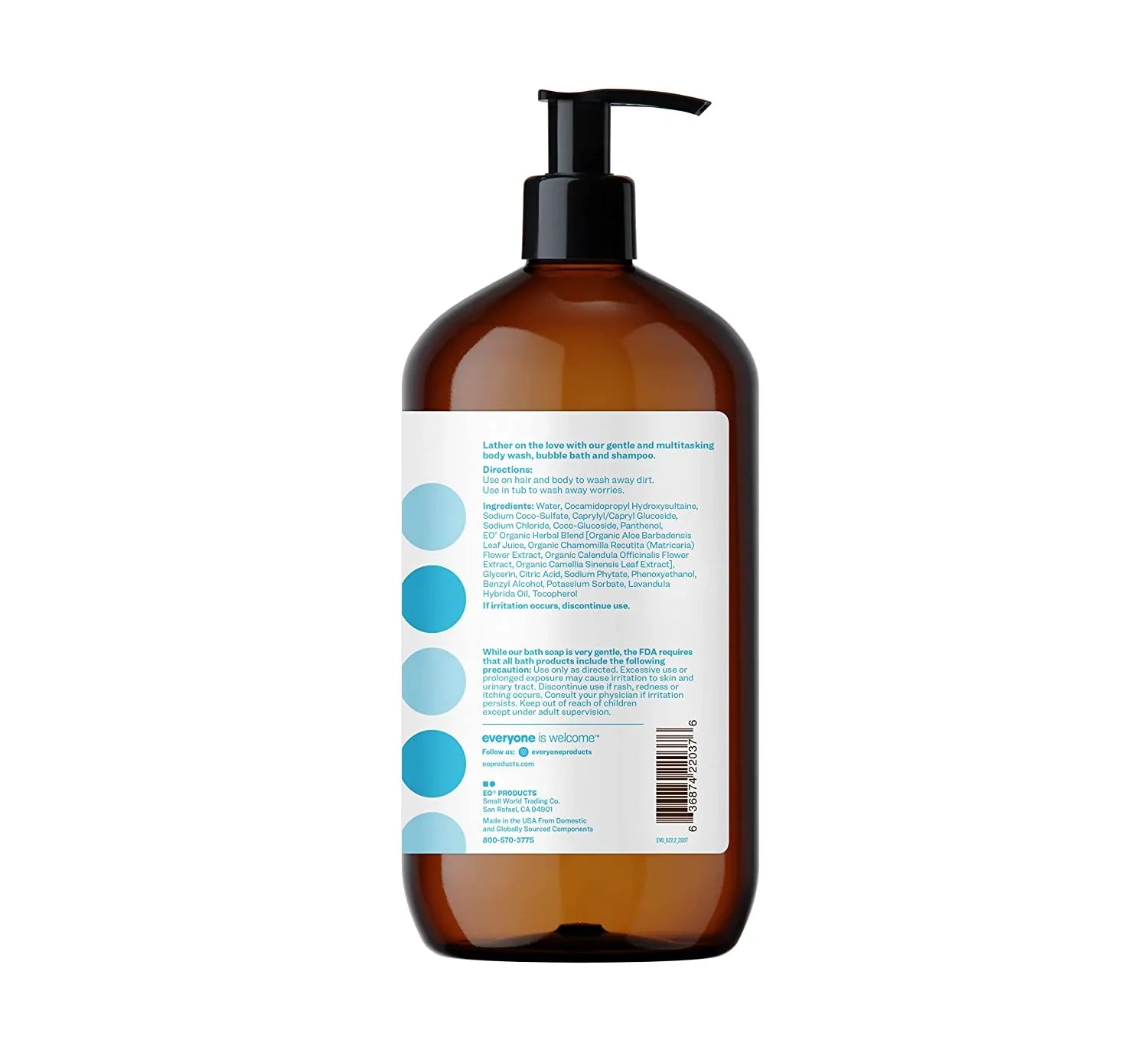 Everyone 3-in-1 Soap, Body Wash, Bubble Bath, Shampoo, 32 Ounce (Pack of 2), Unscented, Coconut Cleanser with Organic Plant Extracts and Pure Essential Oils
