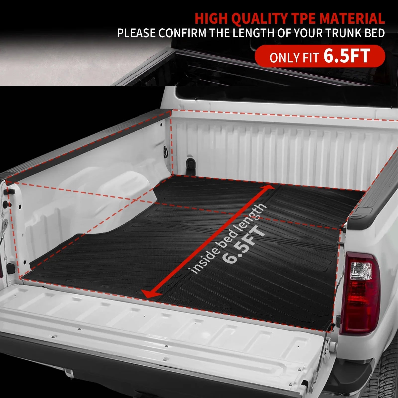 Fit 2015-2024 Ford  Lightning SuperCrew Cab Truck Bed Mat 6.5Ft Long Bed Liner -150 (Fit / Fold Flat Storage)