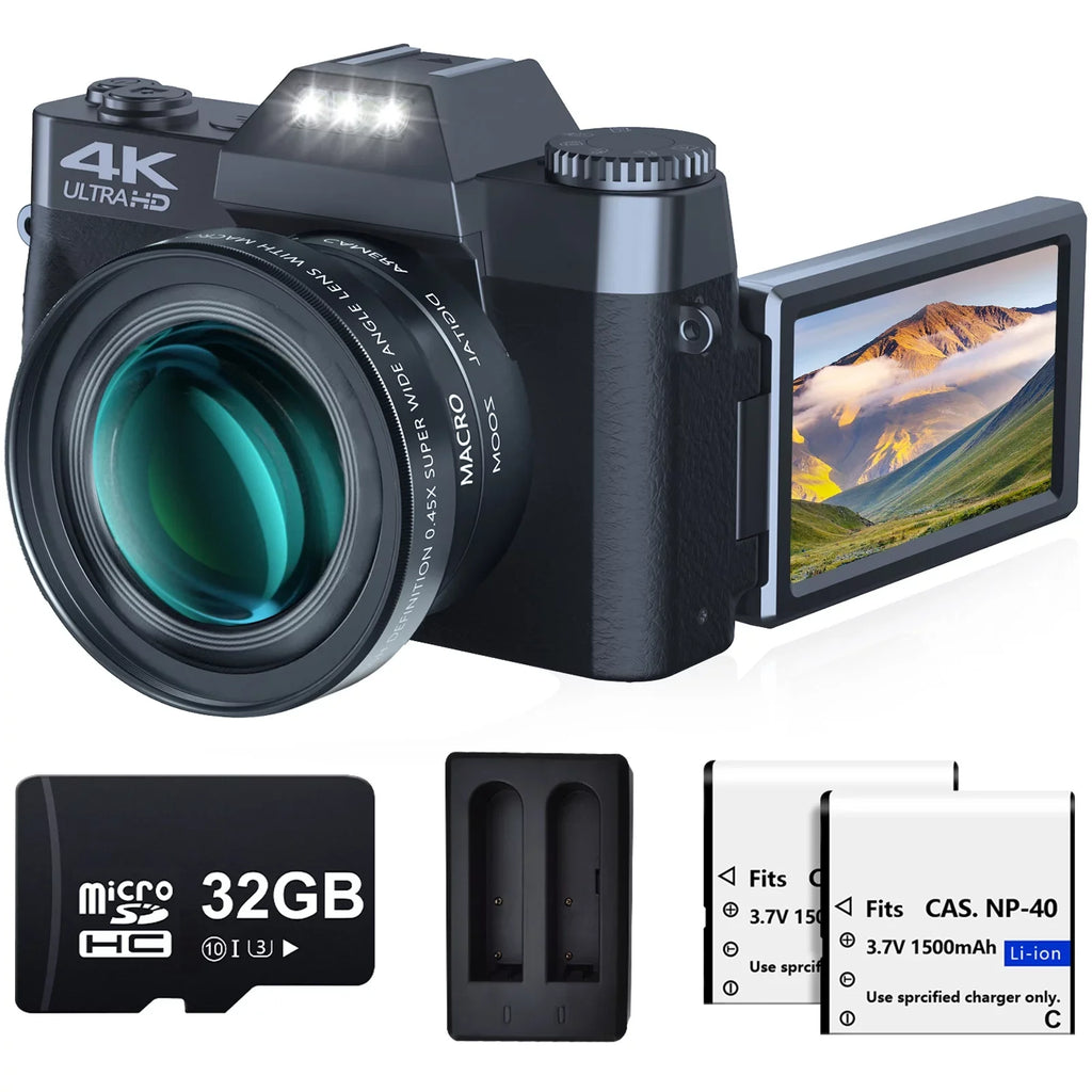 Saneen Digital Camera for Photography and Video 4K 48MP Vlogging Camera for YouTube (Black) - Perfect for Beginners