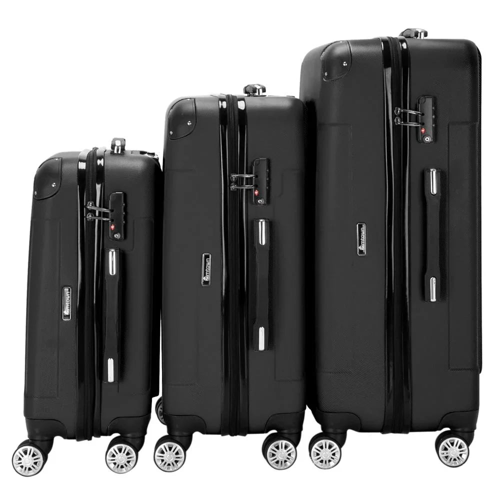 Winado 3 Pcs  Luggage Travel Set Bag Trolley Suitcase Black