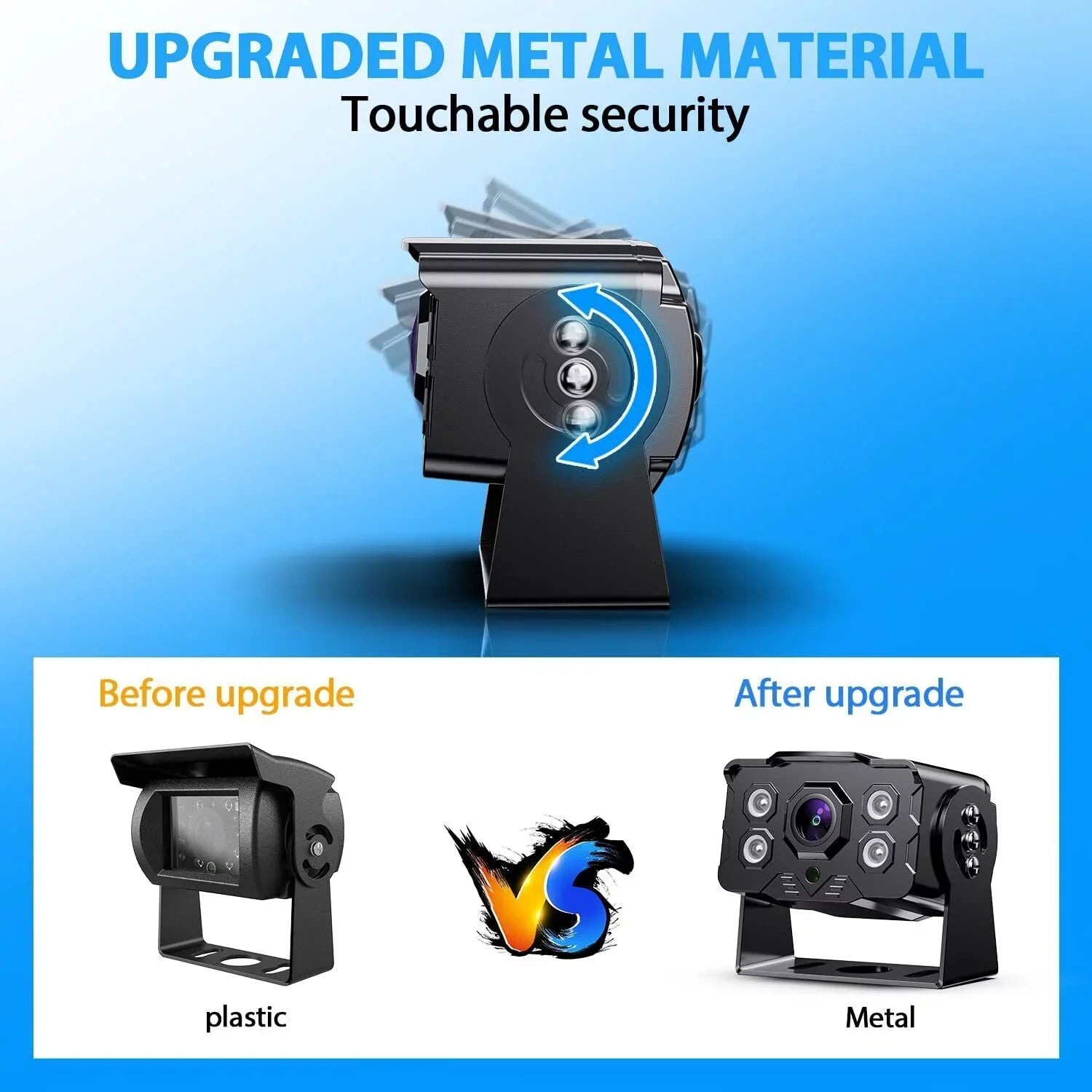 eRapta Backup Camera System Kit 7" Monitor for Car  Truck Trailer Tractor 5th Wheel Split Screen 1080P Back up Reversing Parking System Night Vision Rear and Side Wired Camera