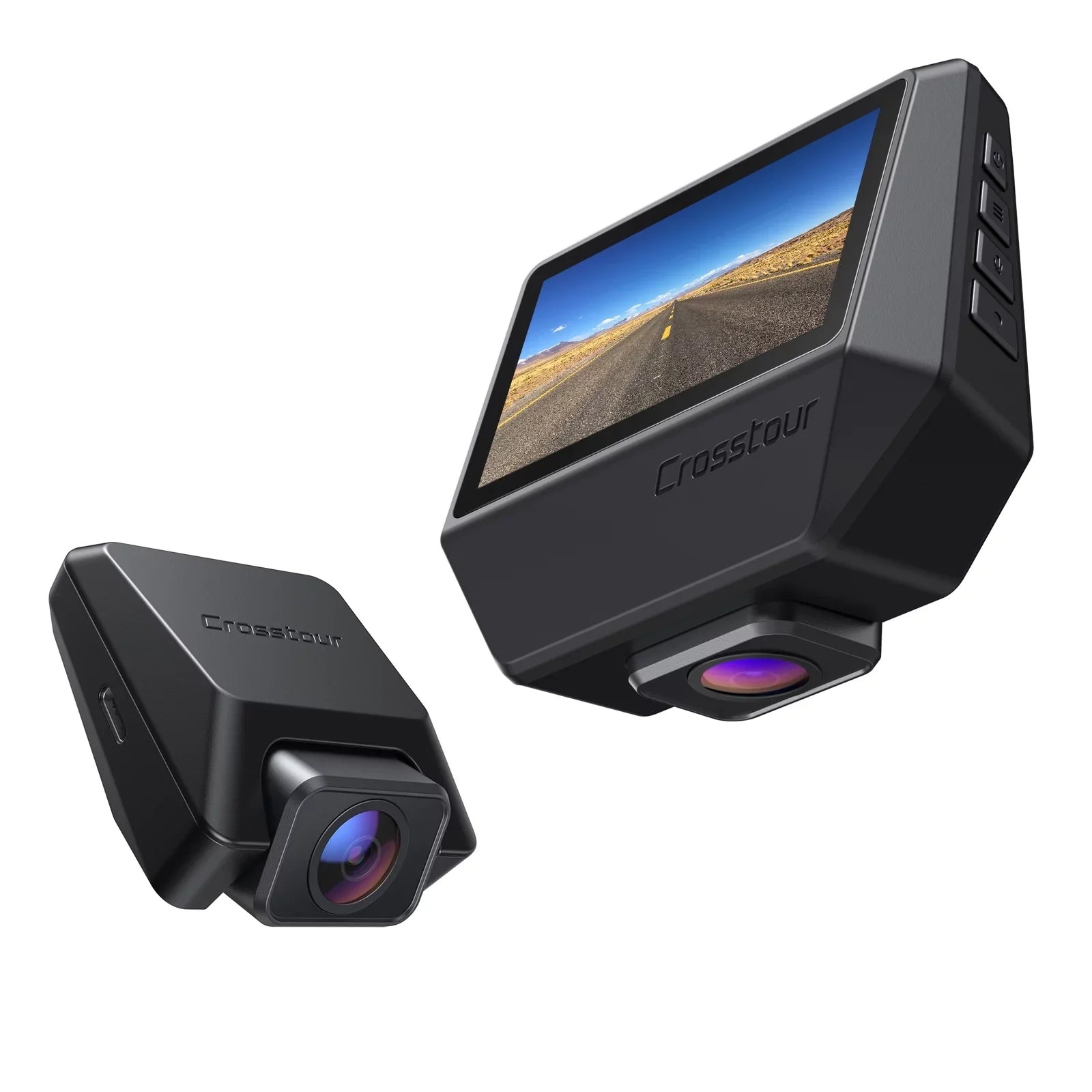 Crosstour  Dash Cam, Front and Rear 2.5K Dual Car Cam  Dash Camera for Cars 3 Inch  Screen Magnetic Dashboard Recorder 170 Backup Camera with Night Vision  -Sensor, Parking Monitor