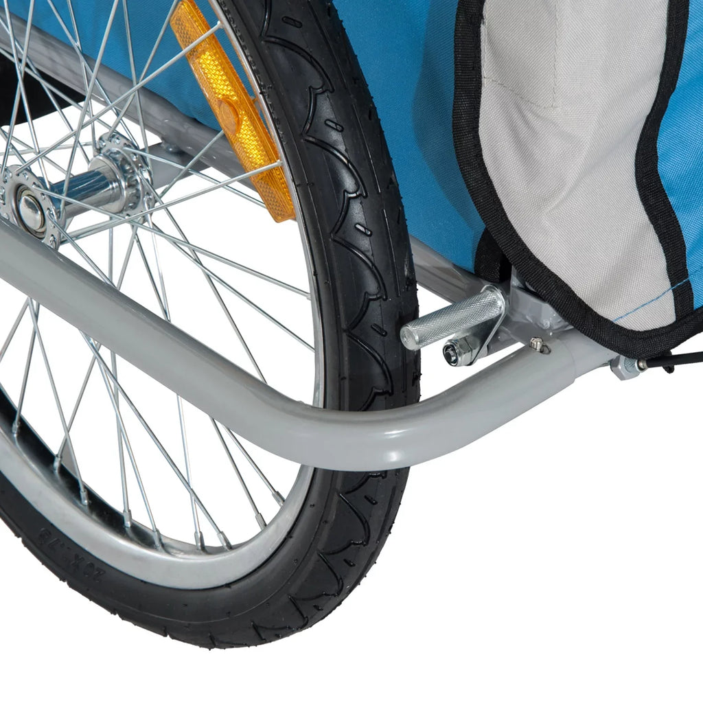 Aosom Elite 2-In-1 Double Child Two-Wheel Bicycle Cargo Trailer And Jogger With 2 Safety Harnesses - Blue
