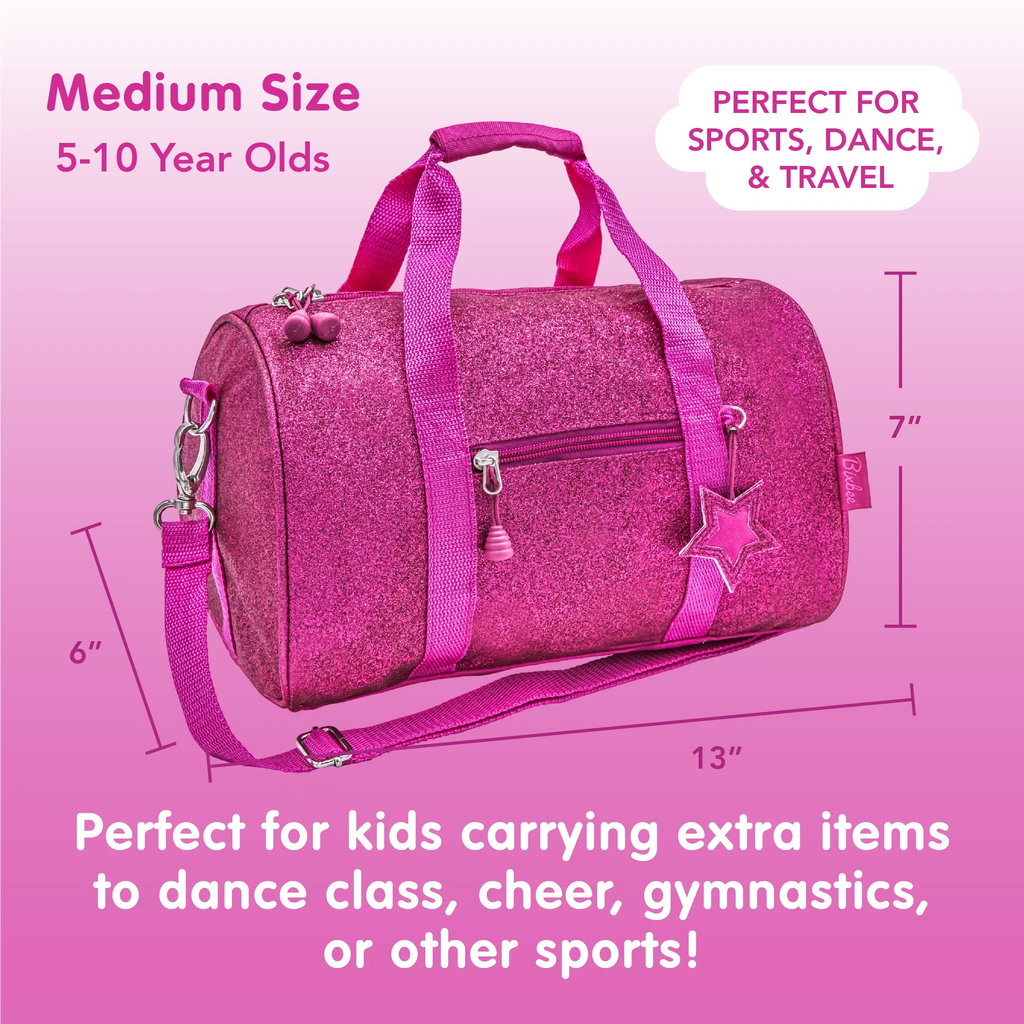 Bixbee Kids Duffel Bag for Dance, School and Sports, Small, Medium and Large, Sparkalicious Pink