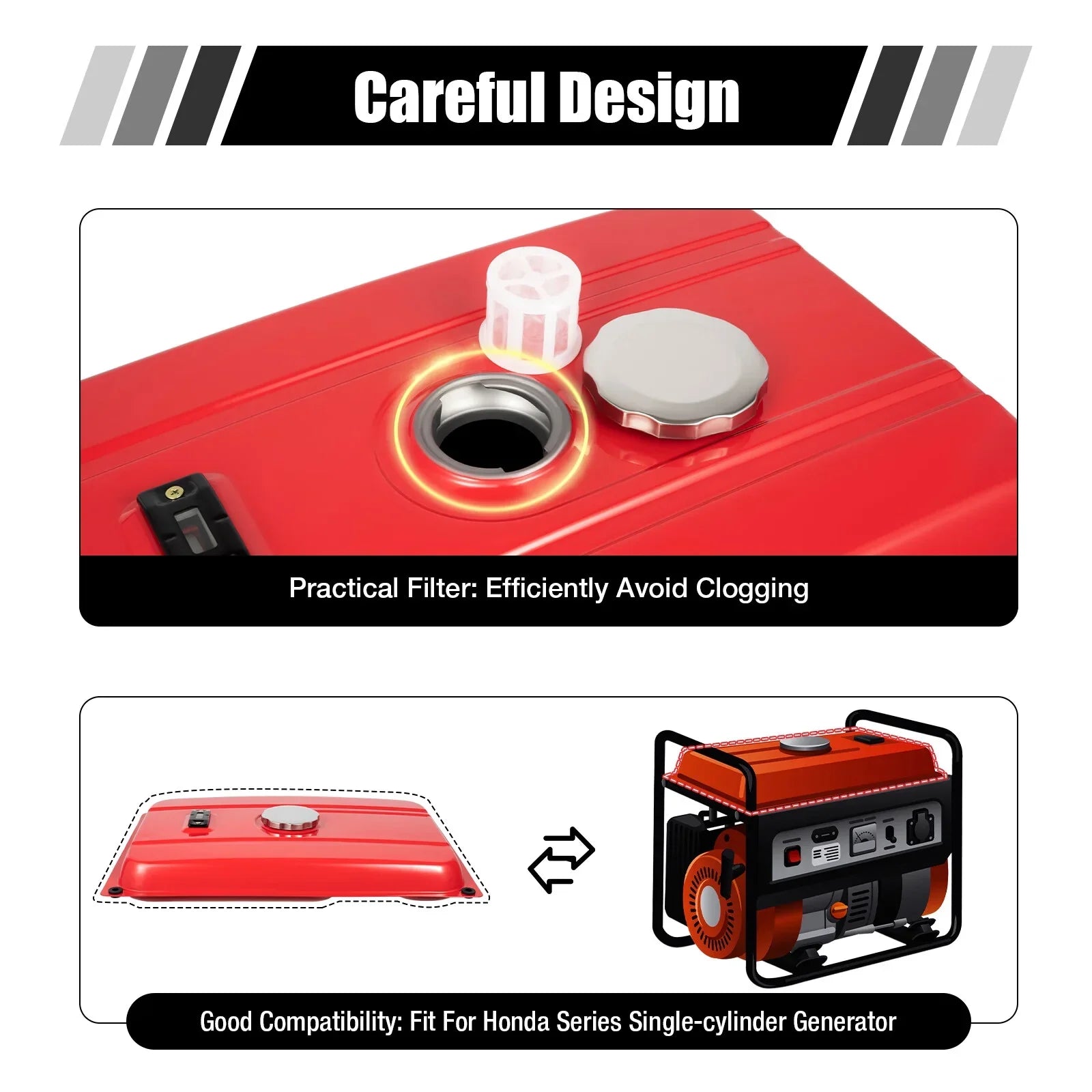 5 Gallon Generator Fuel Tank Red Universal Fuel Tank for  18.9 Liter Equipment